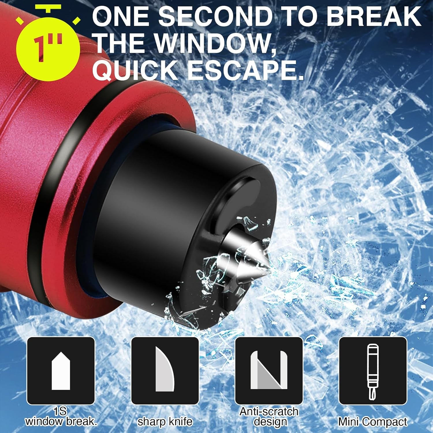 2-Pack Car Safety Hammer Seatbelt Cutter, Glass Breaker Car Window Breaker and Seatbelt Cutter Tool,Auto Rescue Escape Emergency Safehammer Punch Safety Hammer Window Glass Breaker
