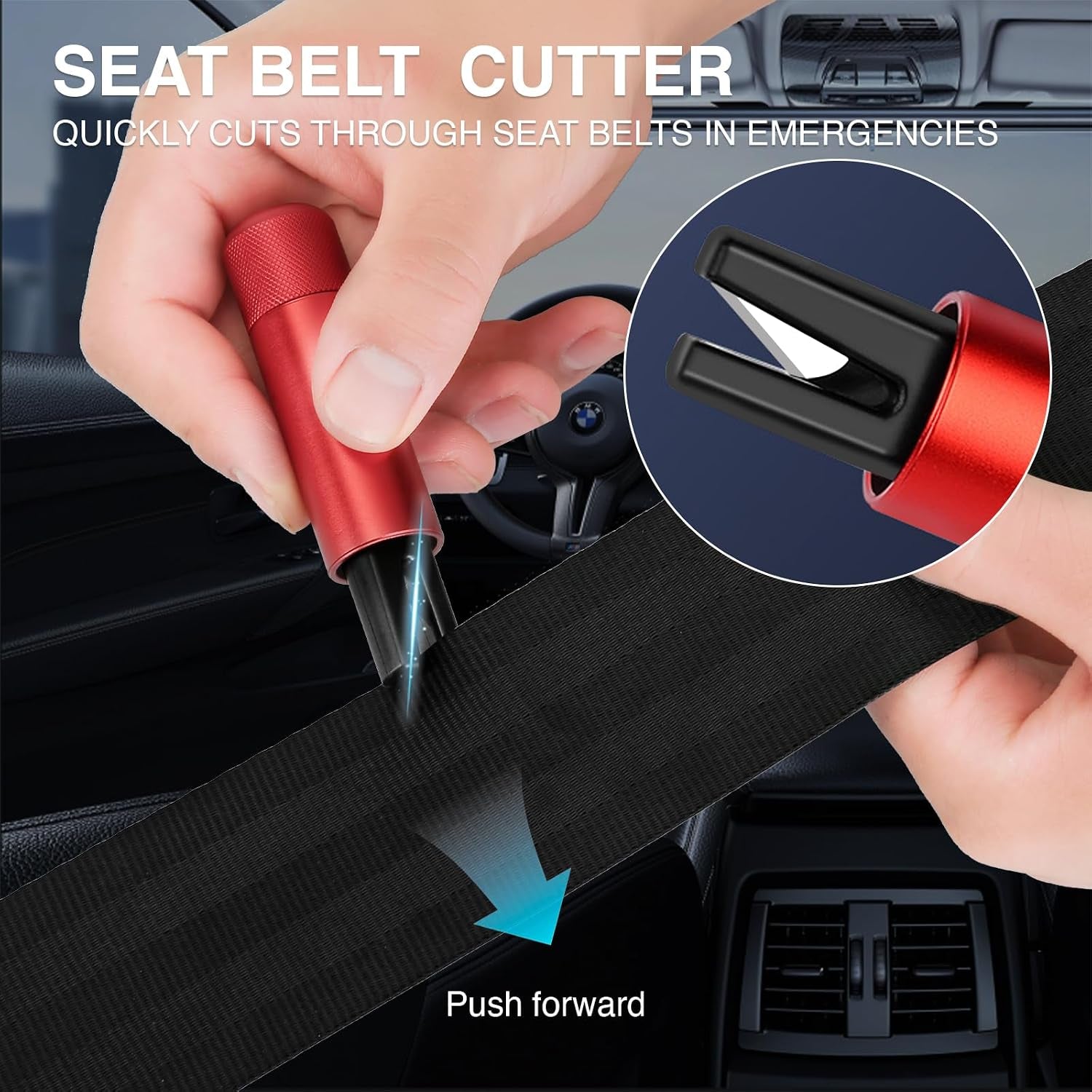 2-Pack Car Safety Hammer Seatbelt Cutter, Glass Breaker Car Window Breaker and Seatbelt Cutter Tool,Auto Rescue Escape Emergency Safehammer Punch Safety Hammer Window Glass Breaker